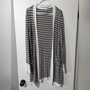 Grey and white striped cardigan